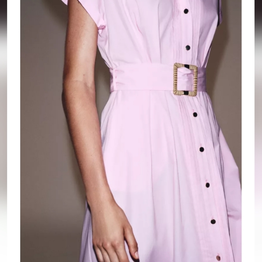 Zara Belted Poplin Midi Dress - Picture 3 of 4